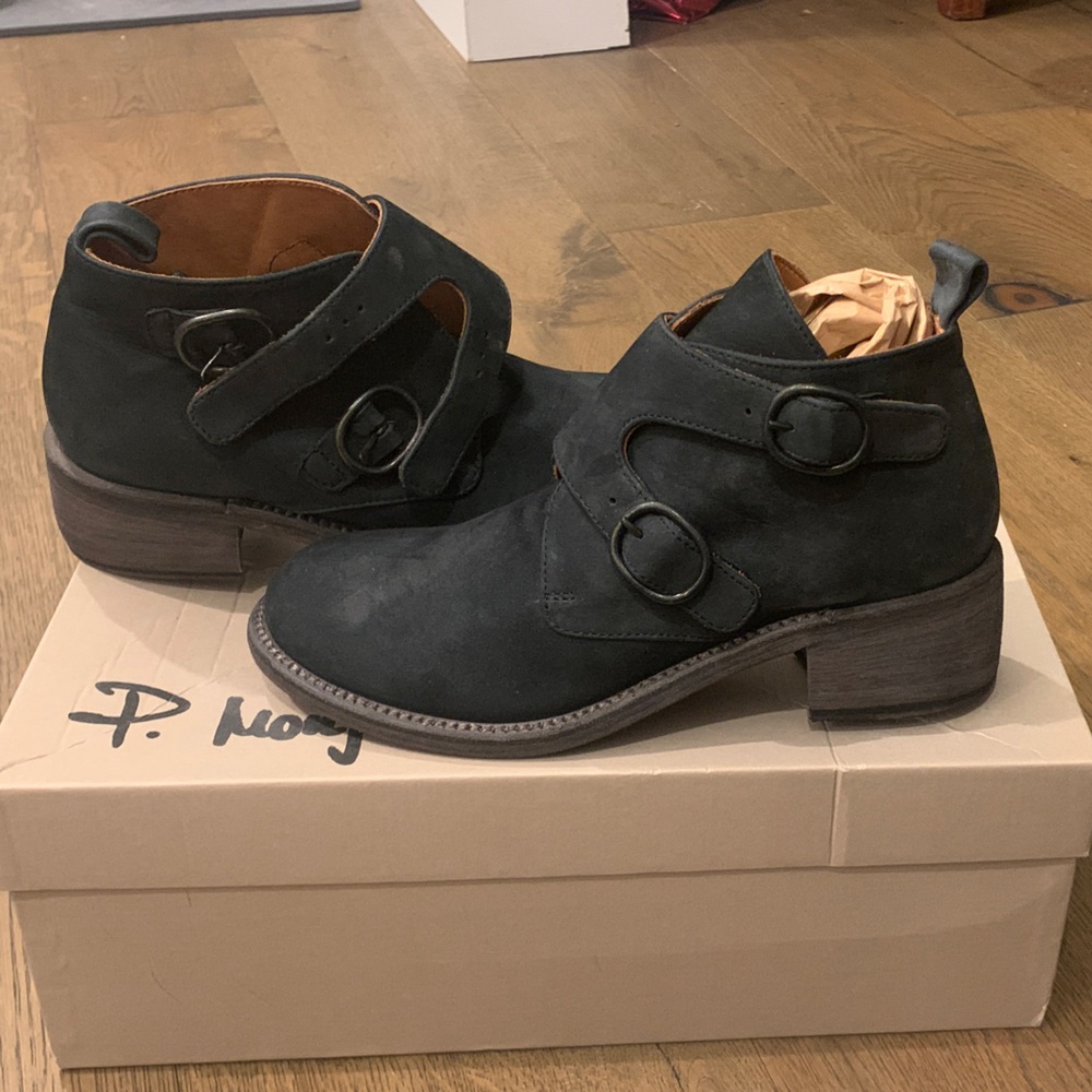 P. Monjo Black Suede Ankle Boots for Women